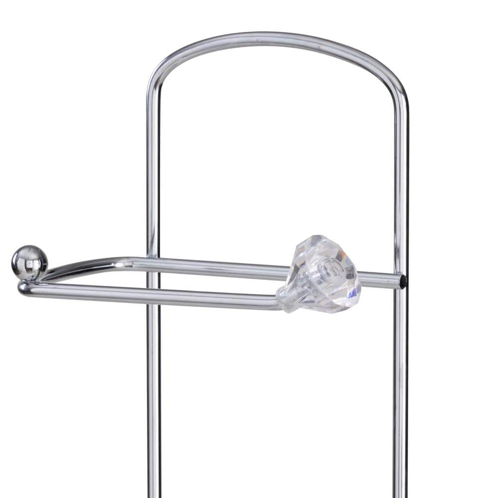 Chrome Crystal Design Freestanding Toilet Paper Holder with Storage