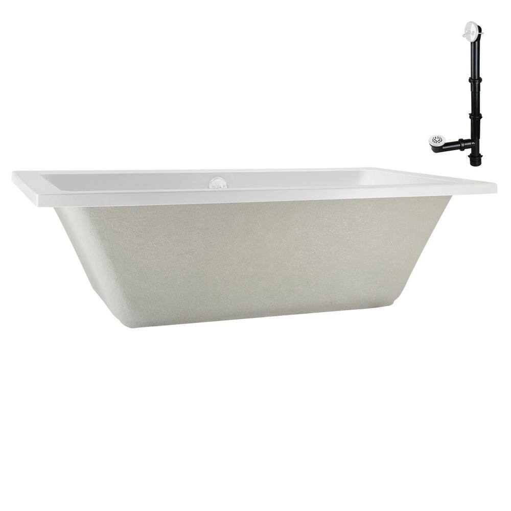 60" x 32" Glossy White Acrylic Drop-In Soaking Bathtub