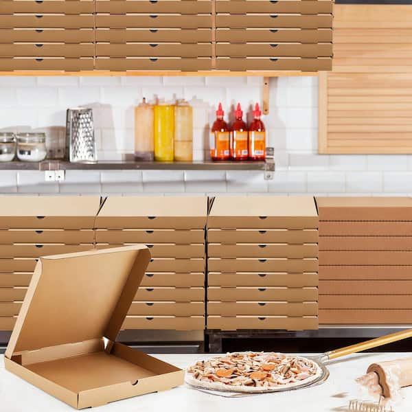 16 in. Corrugated Pizza Boxes, Grease Resistant Kraft Takeout Containers Packing Boxes for Cake, Cookies, Food (10-Pack)