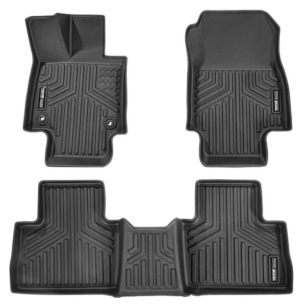 Automotive Floor Mats, Fits for Toyota RAV4 (Not for Hybrid or Prime) 2019-2024,3 pcs Front and 2nd Row Liners, Black