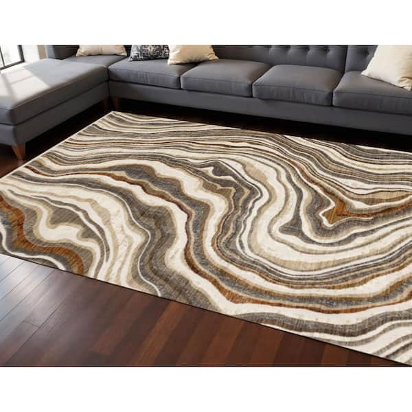 Beige  7 x 10 ft. Woven Abstract Rectangle Indoor Area Rug