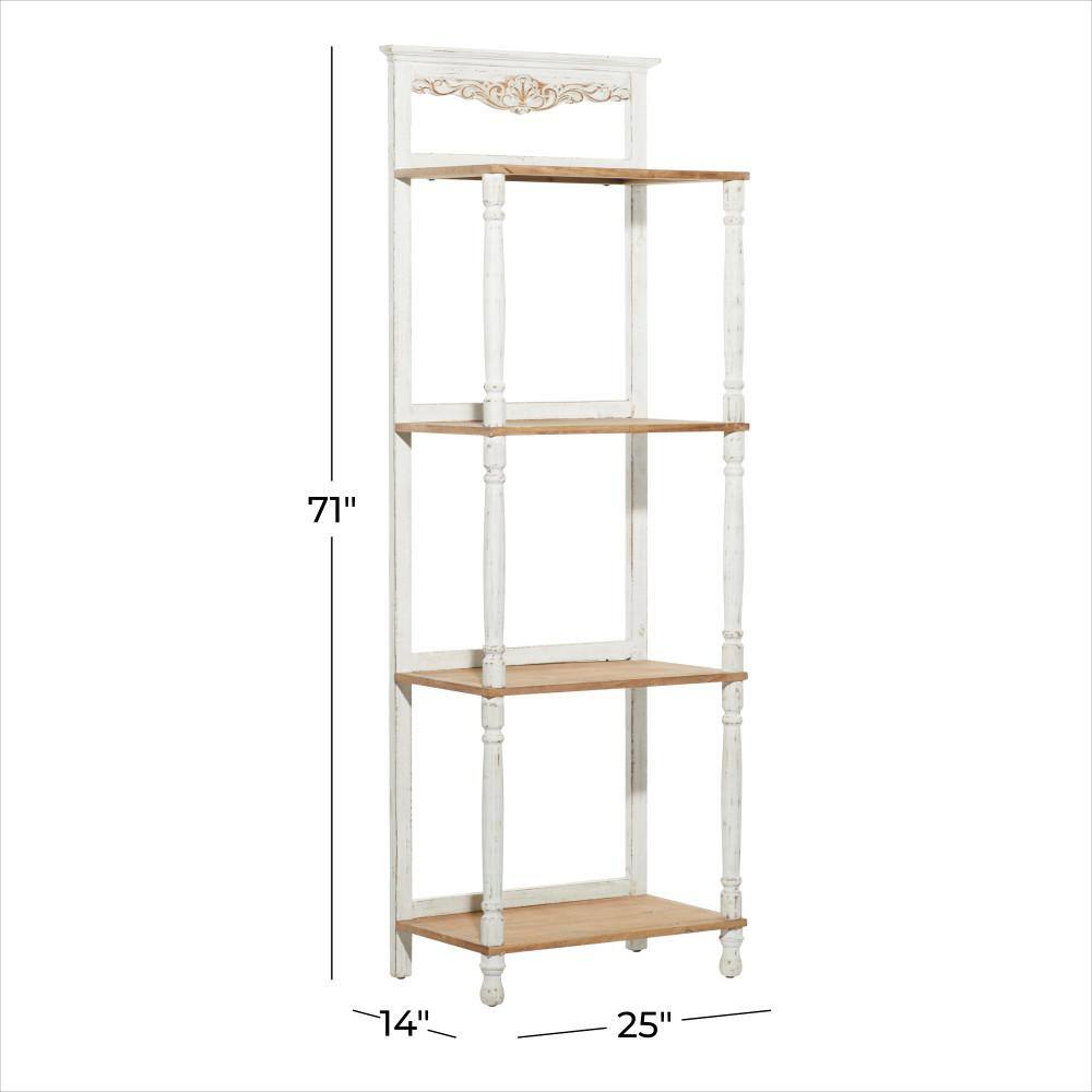 White Pinewood 71" 4-Tier Weathered Étagère