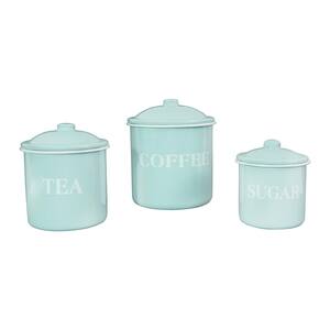 3-Piece Metal Canister Set with Lids in Green