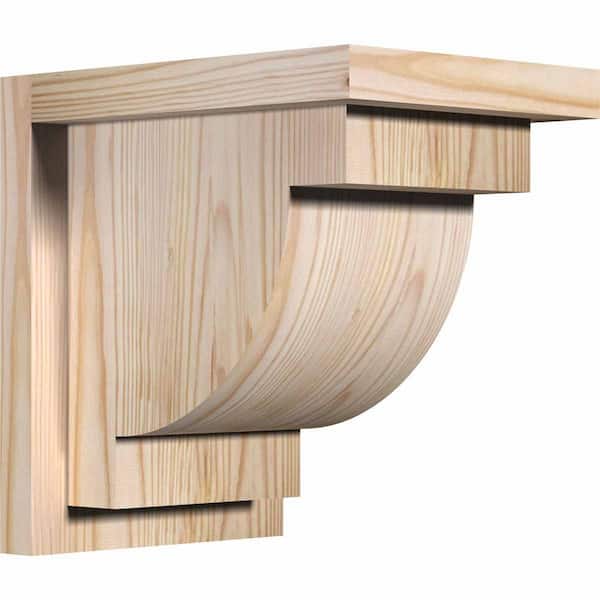 Ekena Millwork 7-1/2 in. x 10 in. x 10 in. Douglas Fir Alpine Smooth Corbel with Backplate