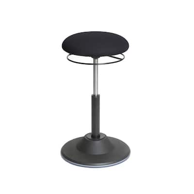 AIRLIFT 15.75 in. Width Small Black Fabric Office Stool with Sit-Stand Feature
