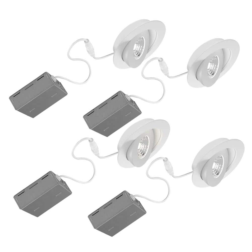 BAZZ Studio 3000K Integrated LED recessed gimbal fixture - Matte White (4-PACK)