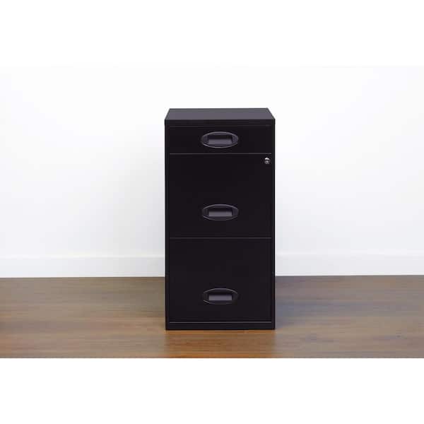 18 in. D 3-Drawer Black Metal Letter Width 14.25 in. W Vertical File Cabinet File-File-Pencil, Oval Handle