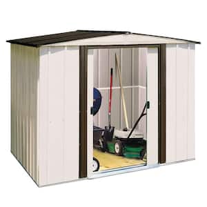 Newport 8 ft. W x 6 ft. D 2-Tone Eggshell and Coffee Galvanized Metal Shed with Sliding Lockable Doors