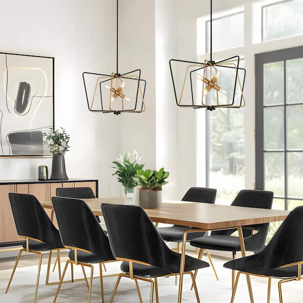 Zevni Modern Transitional 6-Lights Black and Gold Square