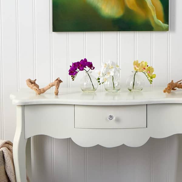 29 in. Multi-Colored Artificial Orchid in Brown Vase