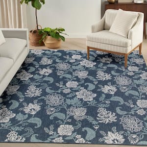 Garden Oasis Navy 8 ft. x 10 ft. Nature-inspired Contemporary Area Rug