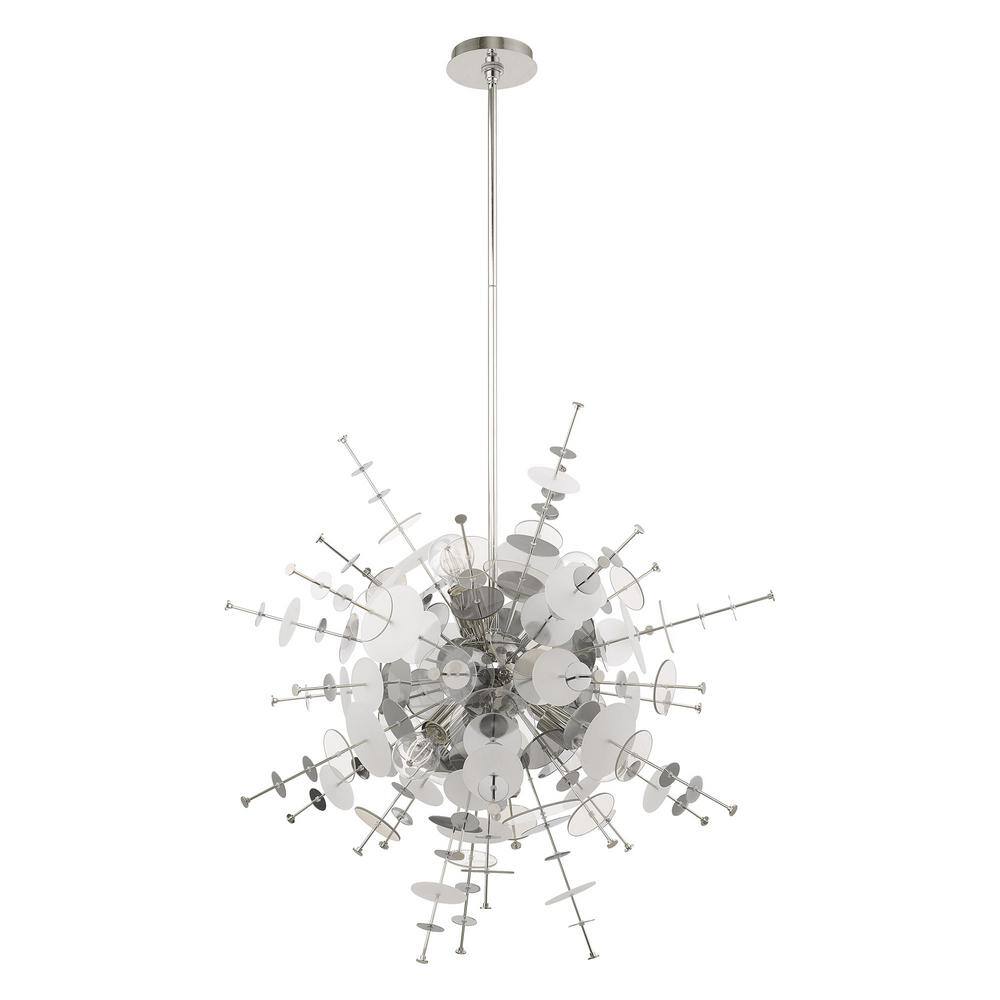 Polished Chrome 6-Light Globe Chandelier with Glass Discs