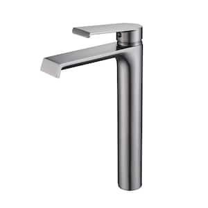 Single Handle Single Hole Bathroom Faucet with Supply Lines and Spot Resistant in Brushed Nickel