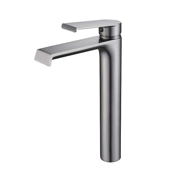 FORIOUS Single Handle Single Hole Bathroom Faucet with Supply Lines and Spot Resistant in Brushed Nickel
