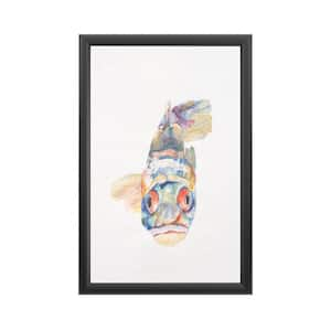 "Blue Fish" by Pat Saunders-White Framed with LED Light Animal Wall Art 24 in. x 16 in.