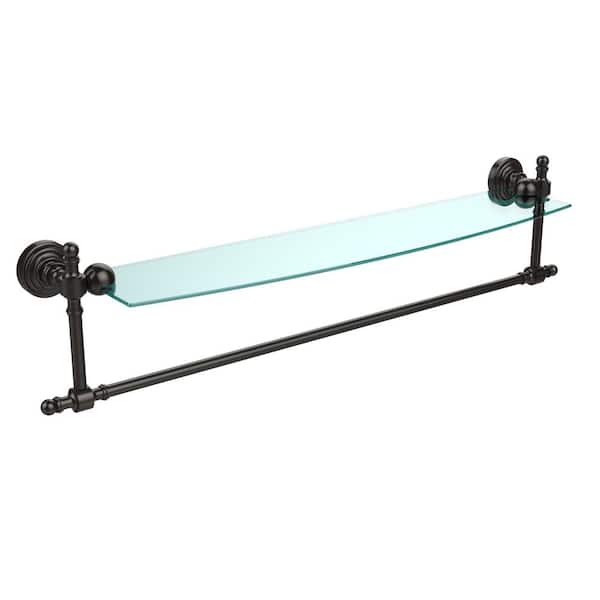 Allied Brass Retro Wave Collection 24 in. Glass Vanity Shelf with Integrated Towel Bar in Oil Rubbed Bronze