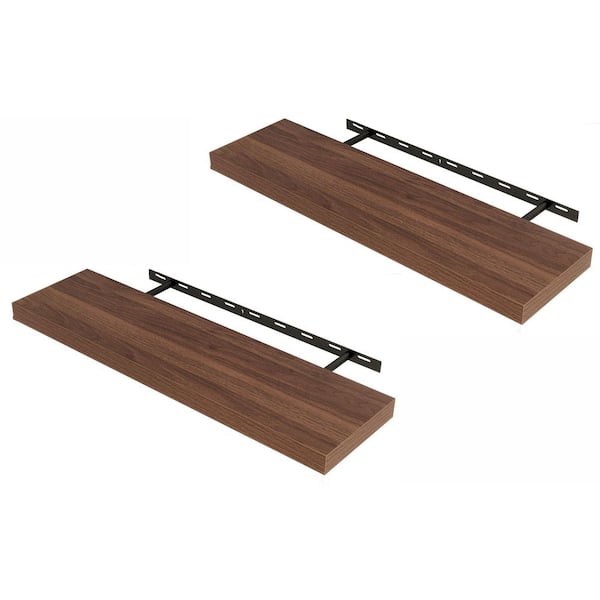 36 in. W x 9.3 in. D Dark Brown Floating Shelves Decorative Wall Shelf (Set of 2)
