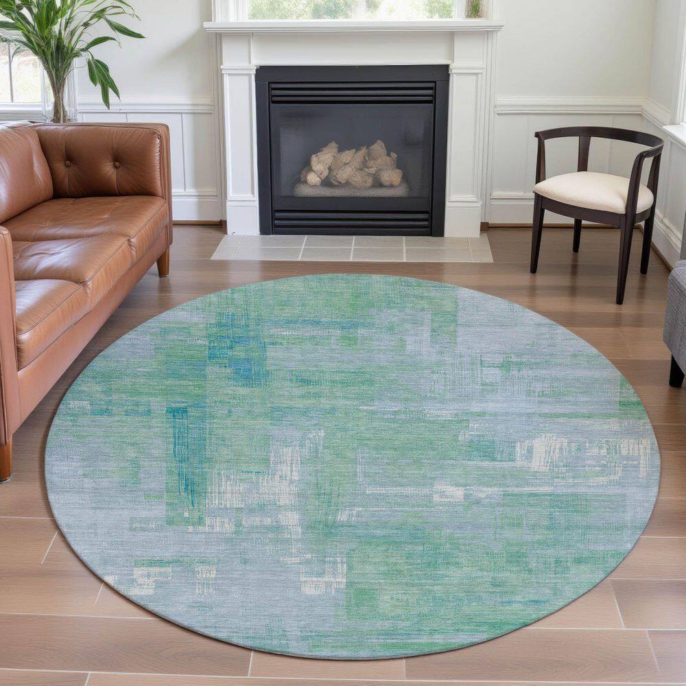 Mayfield Premium Machine Washable Abstract AMF1338 Sky 8 ft. x 8 ft. Round Rug price history on PriceWatchPro