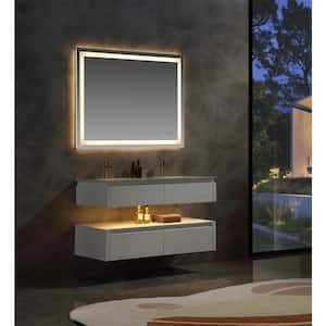 48 in. W x 20.8 in. D x 19.6 in. H Undermount Double Sink Floating Bath Vanity in White with White Engineer Marble Top