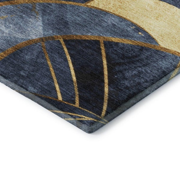 Mayfield Premium Machine Washable Abstract AMF2221 Navy 2 ft. x 3 ft. Accent Rug