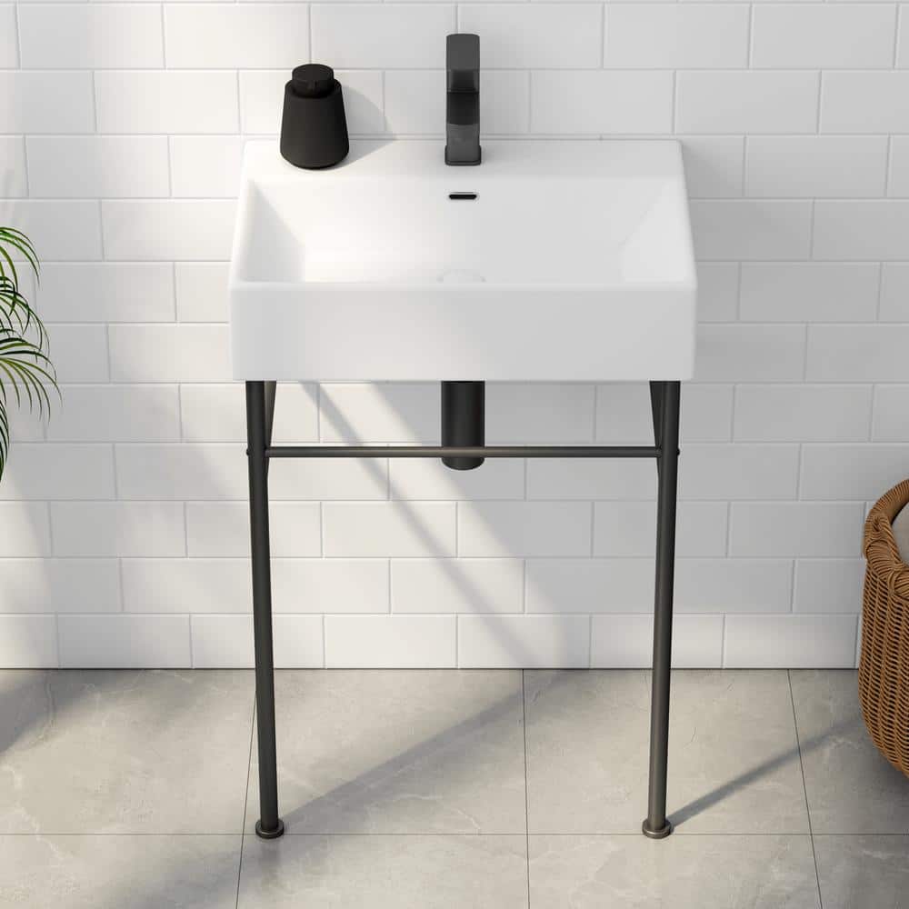 Turner 24" Matte Black Ceramic Wall-Mount Console Sink