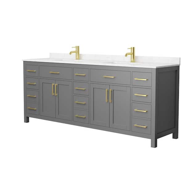 Beckett 84 in. W x 22 in. D x 35 in. H Double Sink Bathroom Vanity in Dark Gray with Carrara Cultured Marble Top
