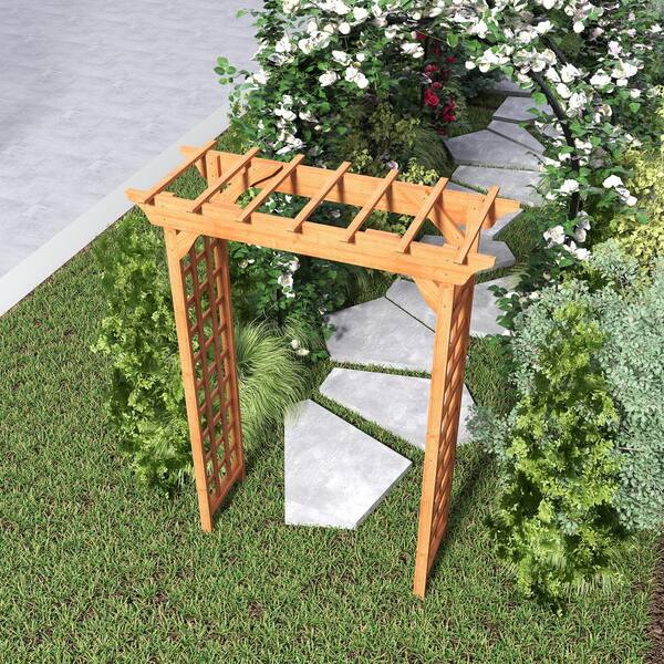 Unbranded - 85 in. Wood Garden Trellis Arbor, Wedding Arch for Ceremony, Plant Climbing, Outdoor Decor Pergola for Garden Backyard