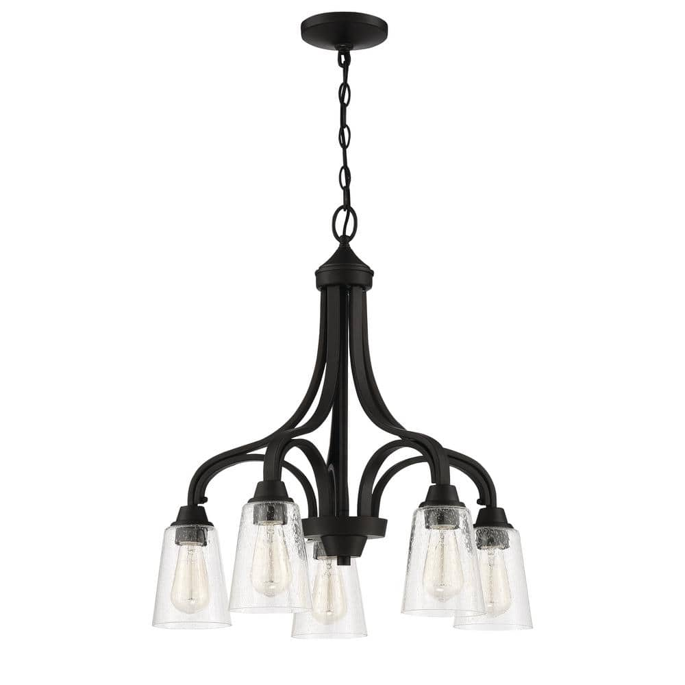 CRAFTMADE Grace 5 Light Down Espresso Finish With Seeded Glass   Espresso Chandeliers 647881200732 64 1000 