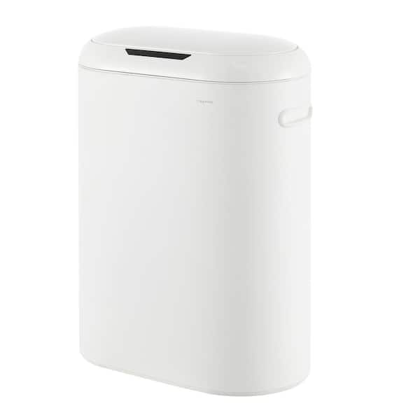happimess Robo Kitchen 13.2-Gal. Slim Oval Motion Sensor Touchless Trash Can with Touch Mode, Cotton White