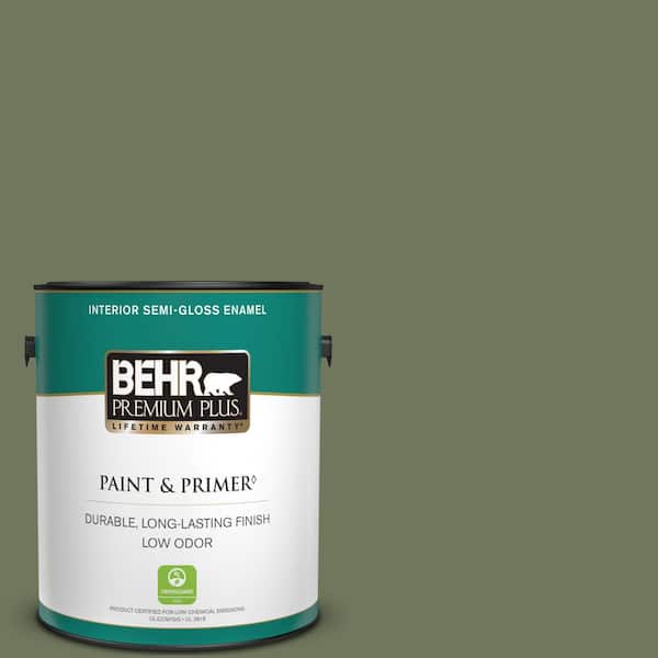 BEHR PREMIUM PLUS 1 gal. #420F-6 Egyptian Nile Semi-Gloss Enamel Low Odor Interior Paint & Primer