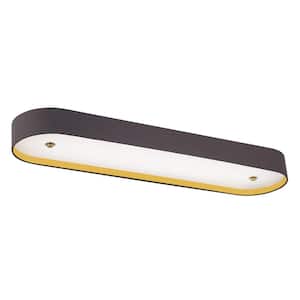 Stacy 44 in. Gray Linear Dimmable Energy Star Listed Selectable LED CCT Flush Mount with Brushed Gold Accents