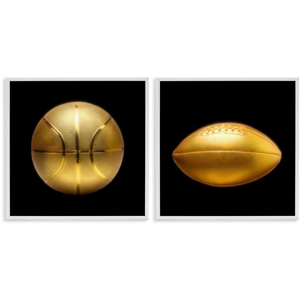 Golden Designer Sports Balls by Graffi*tee Studios 2 Pieces White Framed Sports Giclee Art Print 24 in. x 24 in. price history on PriceWatchPro