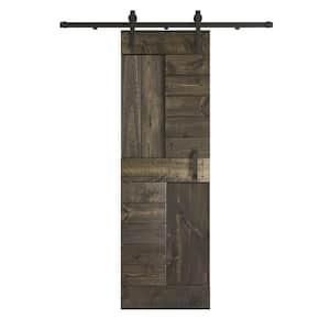 S Series 24 in. x 84 in. Carbon Gray DIY Knotty Wood Sliding Barn Door with Hardware Kit