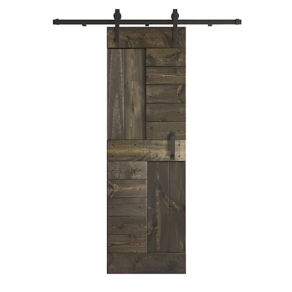 COAST SEQUOIA INC S Series 24 in. x 84 in. Carbon Gray DIY Knotty Wood Sliding Barn Door with Hardware Kit