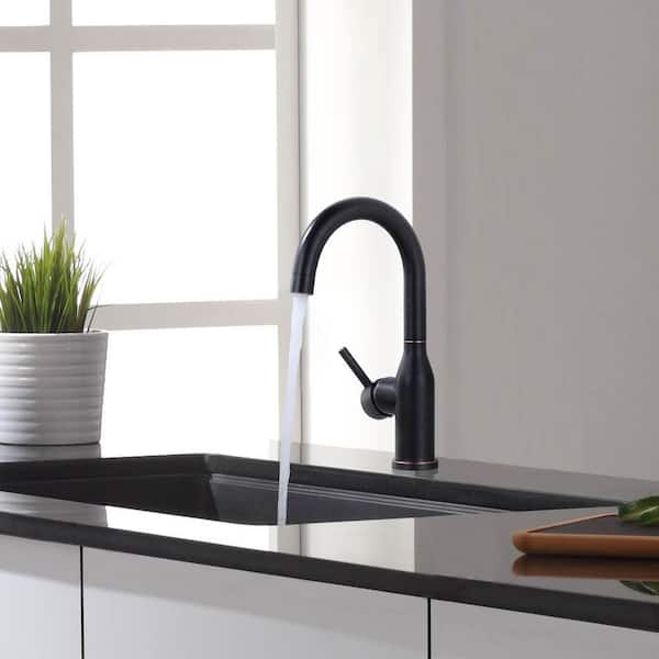 Single-Handle Bar Sink Faucet with Water Supply Lines in Oil Rubbed Bronze