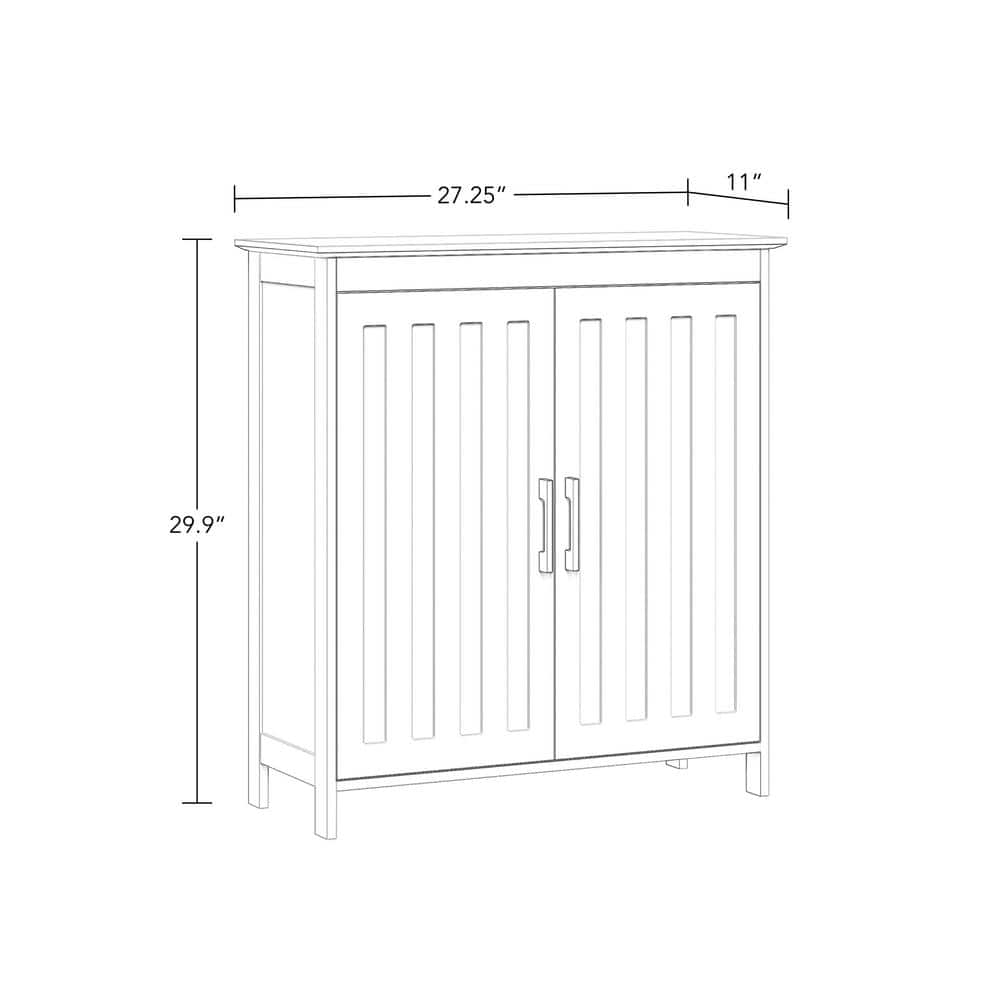 White MDF Storage Cabinet with Adjustable Shelves and Black Handles