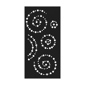 Spiral 3 ft. x 6 ft. Powder Coated Steel Decorative Screen Panel in Black with 6-Screws