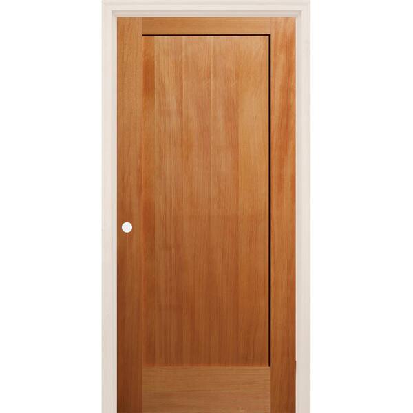 Builders Choice 24 in. x 80 in. 1-Panel Right-Handed Shaker Unfinished Fir Wood Single Prehung Interior Door