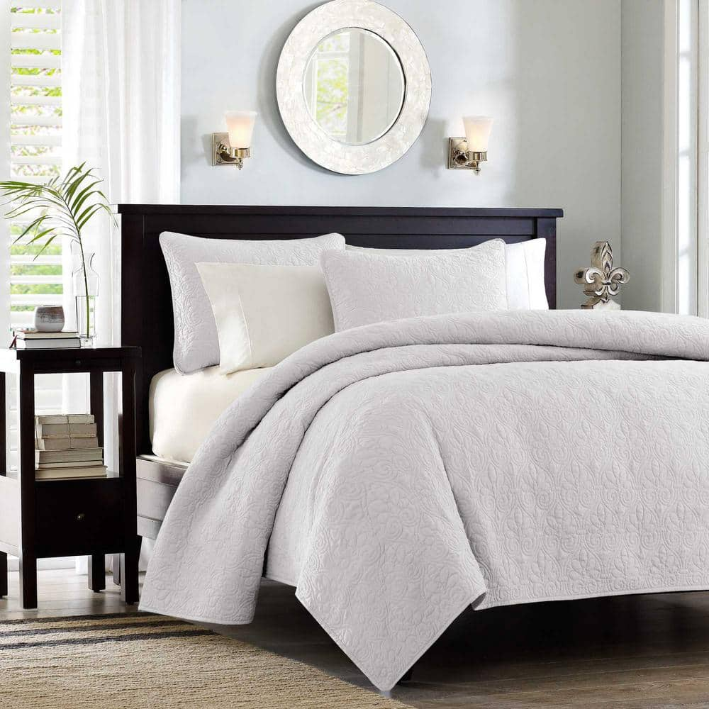 Madison Park Mansfield 3-Piece White Full/Queen Coverlet Set MP13-1371 -  The Home Depot