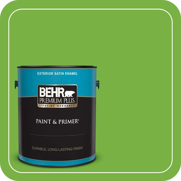 BEHR PREMIUM PLUS 1 gal. #S-G-430 Sparkling Apple Satin Enamel Exterior Paint & Primer