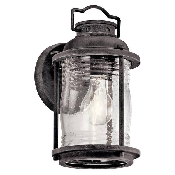 KICHLER Ashland Bay 11 in. 1-Light Weathered Zinc Outdoor Hardwired Wall Lantern Sconce with No Bulbs Included (1-Pack)