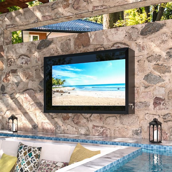 VEIKOUS 43 in. W Metal Outdoor TV Enclosure Cabinet, Patio TV
