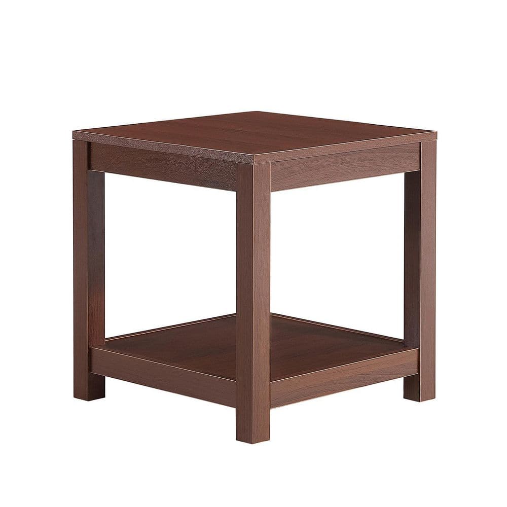 YOFE 17.7 in. Classic Brown Square 2Tier Wood Small Side Table Living