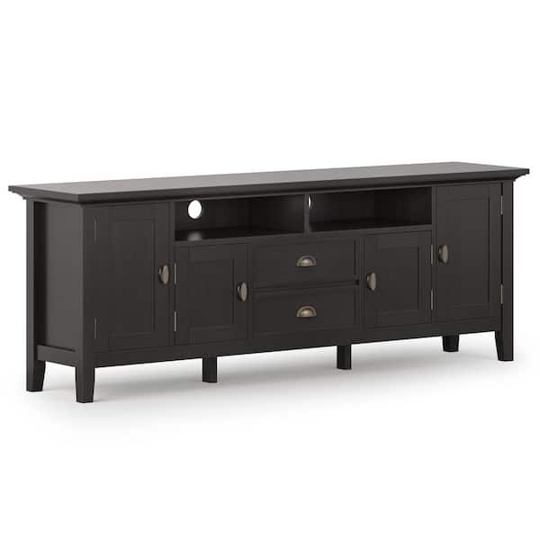Simpli Home Redmond Solid Wood 72 in. Wide Transitional TV Media Stand in Hickory Brown for TVs up to 80 in.