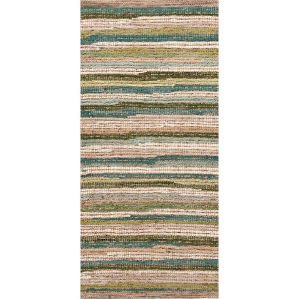 3 ft. x 8 ft. Green Francisco Handwoven Cotton Indoor Runner Rug