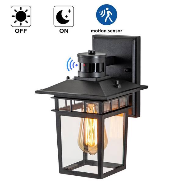 C Cattleya 1Light Matte Black Motion Sensing Dusk to Dawn NotSolar Outdoor Wall Lantern Sconce
