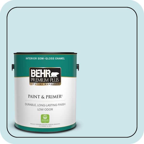 BEHR PREMIUM PLUS 1 gal. #530C-2 Clear Water Semi-Gloss Enamel Low Odor Interior Paint & Primer