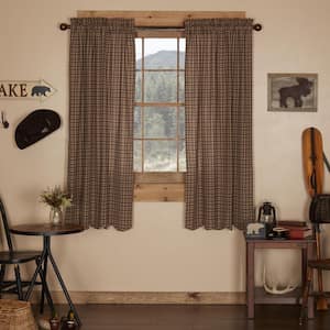 Prescott Brown 36 in. W x 63 in. L Scalloped Light Filtering Curtain Double Panel