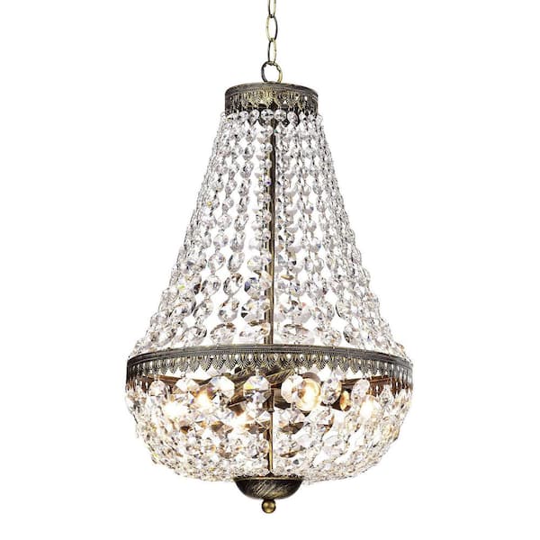 Jojospring Brianna 6-Light Crystal Antique Brushed Black Copper Chandelier