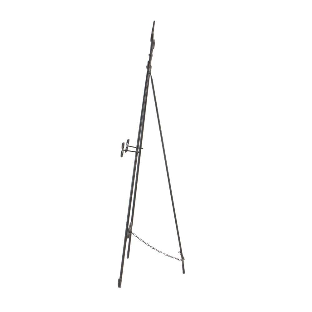 Black Metal Scroll Adjustable Floor Easel with Chain Support